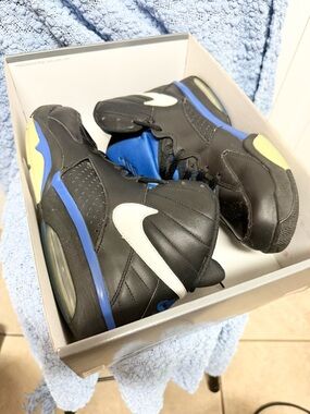 Nike Air Black Blue Athletic Sneakers with White Swoosh